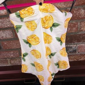 Lemon printed strapless body suit size small